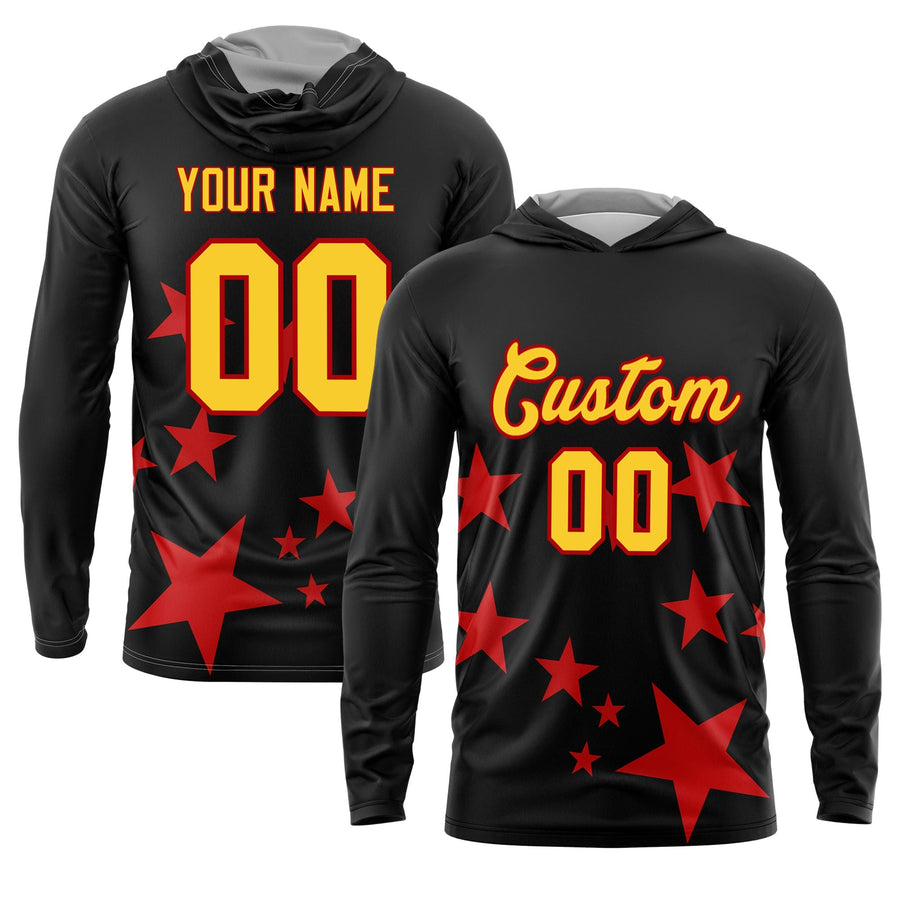 Custom Black Star Graffiti Pattern Basketball Shooting Shirt Performance Training Quick Dry Hoodie | BuyFootballJersey