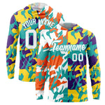 Custom White Orange-Aqua Personalized Camo Design Quick Dry Lightweight Hoodie | BuyFootballJersey