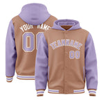 Custom Teabrown Light Purple Raglan Sleeves Varsity Full-Snap Letterman Two Tone Jacket Hoodie | BuyFootballJersey