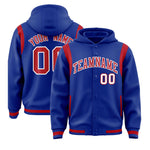 Custom Royal Red Varsity Full-Snap Letterman Shoulder Color Block Jacket Hoodie | BuyFootballJersey