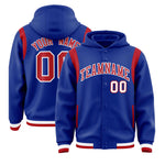 Custom Royal Red Varsity Full-Snap Letterman Shoulder Color Block Jacket Hoodie | BuyFootballJersey