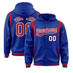 Custom Royal Red Varsity Full-Snap Letterman Shoulder Color Block Jacket Hoodie | BuyFootballJersey
