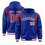 Custom Royal Red Varsity Full-Snap Letterman Shoulder Color Block Jacket Hoodie | BuyFootballJersey