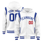 Custom White Royal Varsity Full-Snap Letterman Shoulder Color Block Jacket Hoodie | BuyFootballJersey