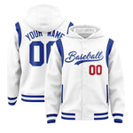 Custom White Royal Varsity Full-Snap Letterman Shoulder Color Block Jacket Hoodie | BuyFootballJersey
