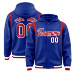 Custom Royal Red Varsity Full-Snap Letterman Shoulder Color Block Jacket Hoodie | BuyFootballJersey
