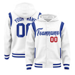 Custom White Royal Varsity Full-Snap Letterman Shoulder Color Block Jacket Hoodie | BuyFootballJersey