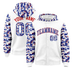 Custom White Royal-Red Raglan Sleeves Varsity Full-Snap Letterman Camo Jacket Hoodie | BuyFootballJersey