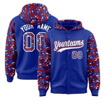 Custom Royal Red-White Raglan Sleeves Varsity Full-Snap Letterman Camo Jacket Hoodie | BuyFootballJersey