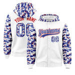 Custom White Royal-Red Raglan Sleeves Varsity Full-Snap Letterman Camo Jacket Hoodie | BuyFootballJersey