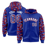 Custom Royal Red-White Raglan Sleeves Varsity Full-Snap Letterman Camo Jacket Hoodie | BuyFootballJersey