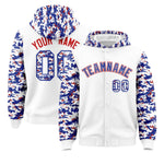 Custom White Royal-Red Raglan Sleeves Varsity Full-Snap Letterman Camo Jacket Hoodie | BuyFootballJersey
