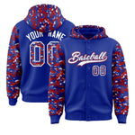 Custom Royal Red-White Raglan Sleeves Varsity Full-Snap Letterman Camo Jacket Hoodie | BuyFootballJersey