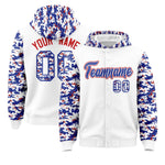 Custom White Royal-Red Raglan Sleeves Varsity Full-Snap Letterman Camo Jacket Hoodie | BuyFootballJersey