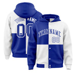 Custom Royal White Varsity Full-Snap Four Squares Color Block Letterman Jacket Hoodie | BuyFootballJersey