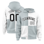 Custom Silver White Varsity Full-Snap Four Squares Color Block Letterman Jacket Hoodie | BuyFootballJersey