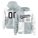 Custom Silver White Varsity Full-Snap Four Squares Color Block Letterman Jacket Hoodie | BuyFootballJersey