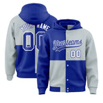 Custom Royal Silver Varsity Full-Snap Four Squares Color Block Letterman Jacket Hoodie | BuyFootballJersey