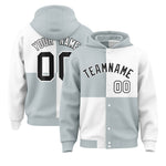 Custom Silver White Varsity Full-Snap Four Squares Color Block Letterman Jacket Hoodie | BuyFootballJersey