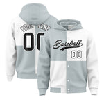 Custom Silver White Varsity Full-Snap Four Squares Color Block Letterman Jacket Hoodie | BuyFootballJersey