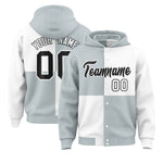 Custom Silver White Varsity Full-Snap Four Squares Color Block Letterman Jacket Hoodie | BuyFootballJersey