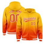 Custom Yellow Orange Varsity Full-Snap Letterman Gradient Jacket Hoodie | BuyFootballJersey