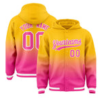 Custom Yellow Pink Varsity Full-Snap Letterman Gradient Jacket Hoodie | BuyFootballJersey