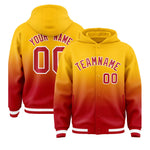 Custom Yellow Red Varsity Full-Snap Letterman Gradient Jacket Hoodie | BuyFootballJersey