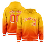 Custom Yellow Orange Varsity Full-Snap Letterman Gradient Jacket Hoodie | BuyFootballJersey