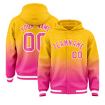 Custom Yellow Pink Varsity Full-Snap Letterman Gradient Jacket Hoodie | BuyFootballJersey