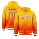 Custom Yellow Orange Varsity Full-Snap Letterman Gradient Jacket Hoodie | BuyFootballJersey