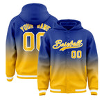 Custom Royal Yellow Varsity Full-Snap Letterman Gradient Jacket Hoodie | BuyFootballJersey