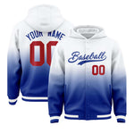 Custom White Royal Varsity Full-Snap Letterman Gradient Jacket Hoodie | BuyFootballJersey