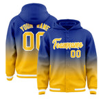 Custom Royal Yellow Varsity Full-Snap Letterman Gradient Jacket Hoodie | BuyFootballJersey