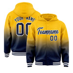Custom Yellow Navy Varsity Full-Snap Letterman Gradient Jacket Hoodie | BuyFootballJersey