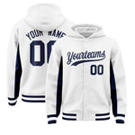 Custom White Navy Color Block Varsity Full-Snap Letterman Jacket Hoodie | BuyFootballJersey