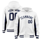 Custom White Navy Color Block Varsity Full-Snap Letterman Jacket Hoodie | BuyFootballJersey
