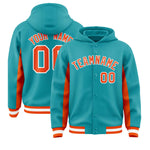 Custom Aqua Orange Color Block Varsity Full-Snap Letterman Jacket Hoodie | BuyFootballJersey