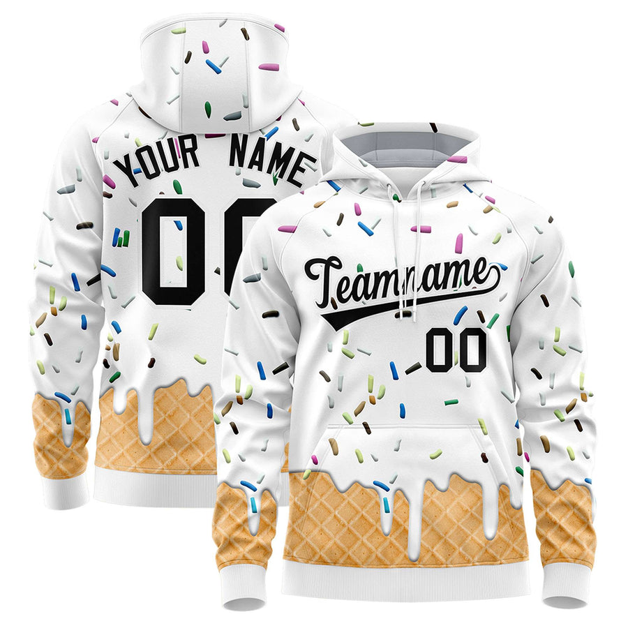 Custom White Graffiti Pattern Fashion Hoodie Athletic Pullover Sweatshirt | BuyFootballJersey
