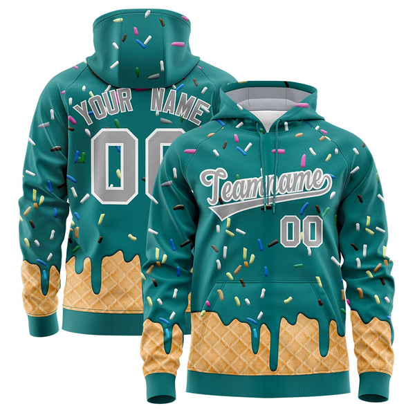 Custom Teal Graffiti Pattern Fashion Hoodie Athletic Pullover Sweatshirt | BuyFootballJersey