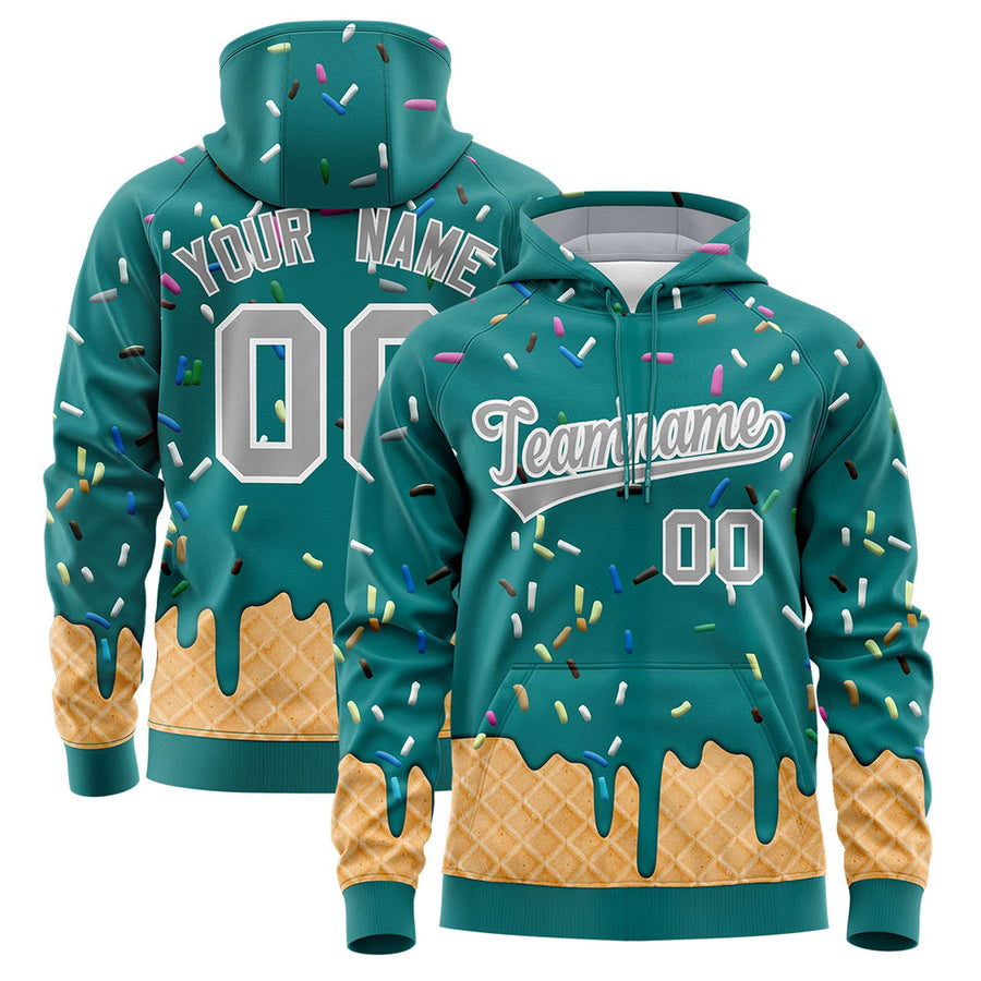 Custom Teal Graffiti Pattern Fashion Hoodie Athletic Pullover Sweatshirt | BuyFootballJersey