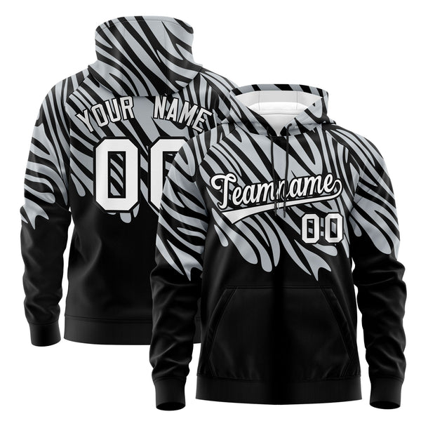 Custom Silver Black White Leopard Print Pullover Sweatshirt Hoodie | BuyFootballJersey