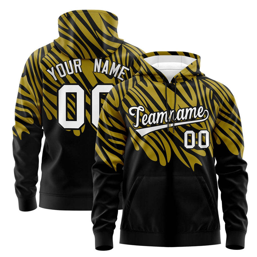 Custom Old Gold Black White Leopard Print Pullover Sweatshirt Hoodie | BuyFootballJersey