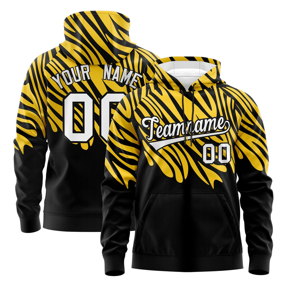 Custom Gold Black Leopard Print Pullover Sweatshirt Hoodie | BuyFootballJersey
