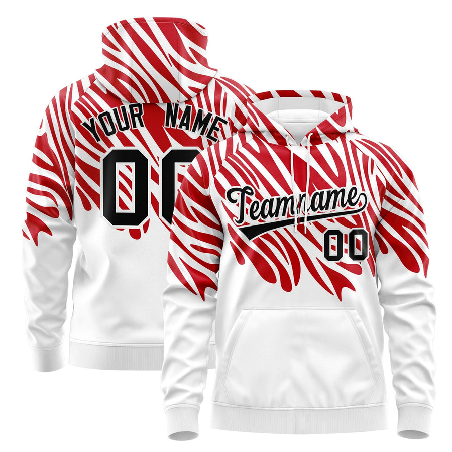 Custom Red White Black Leopard Print Pullover Sweatshirt Hoodie | BuyFootballJersey