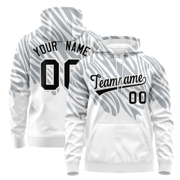 Custom Silver White Leopard Print Pullover Sweatshirt Hoodie | BuyFootballJersey