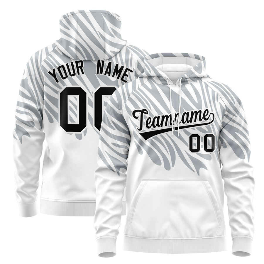 Custom Silver White Leopard Print Pullover Sweatshirt Hoodie | BuyFootballJersey
