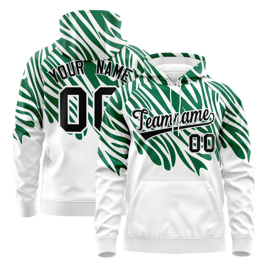 Custom Kelly Green White Black Leopard Print Pullover Sweatshirt Hoodie | BuyFootballJersey