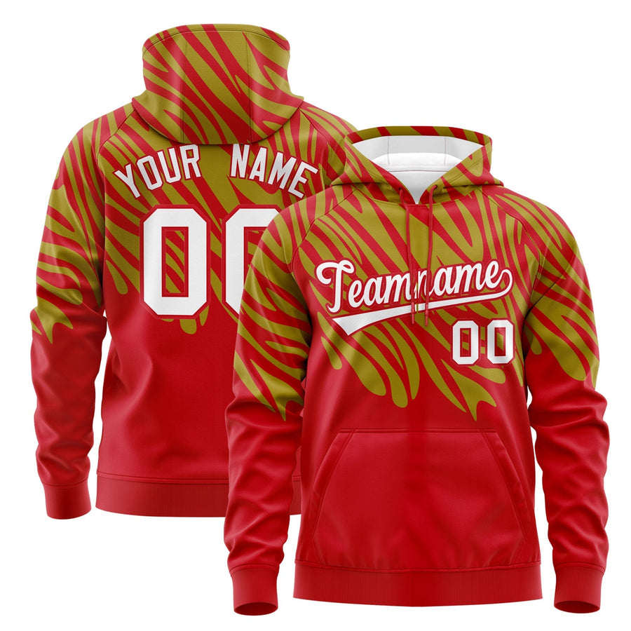 Custom Red Old Gold Leopard Print Pullover Sweatshirt Hoodie | BuyFootballJersey