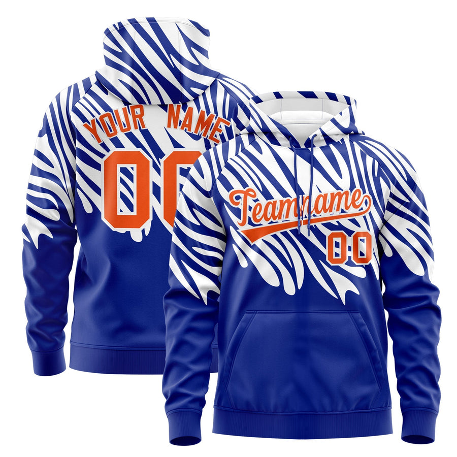 Custom Royal Blue White Leopard Print Pullover Sweatshirt Hoodie | BuyFootballJersey